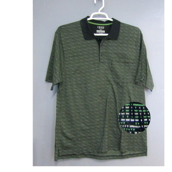 IZOD Green & Black Golf Classix Polo Shirt L - Picture 1 of 4